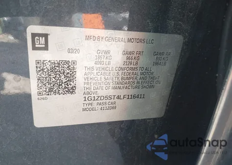 2020 Chevrolet Malibu Fwd Lt из США, поврежденный, VIN 1G1ZD5ST4LF116411